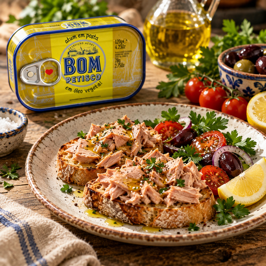 BOM PETISCO Atún en Aceite Vegetal | Conserva de Pescado Portuguesa, 120gr