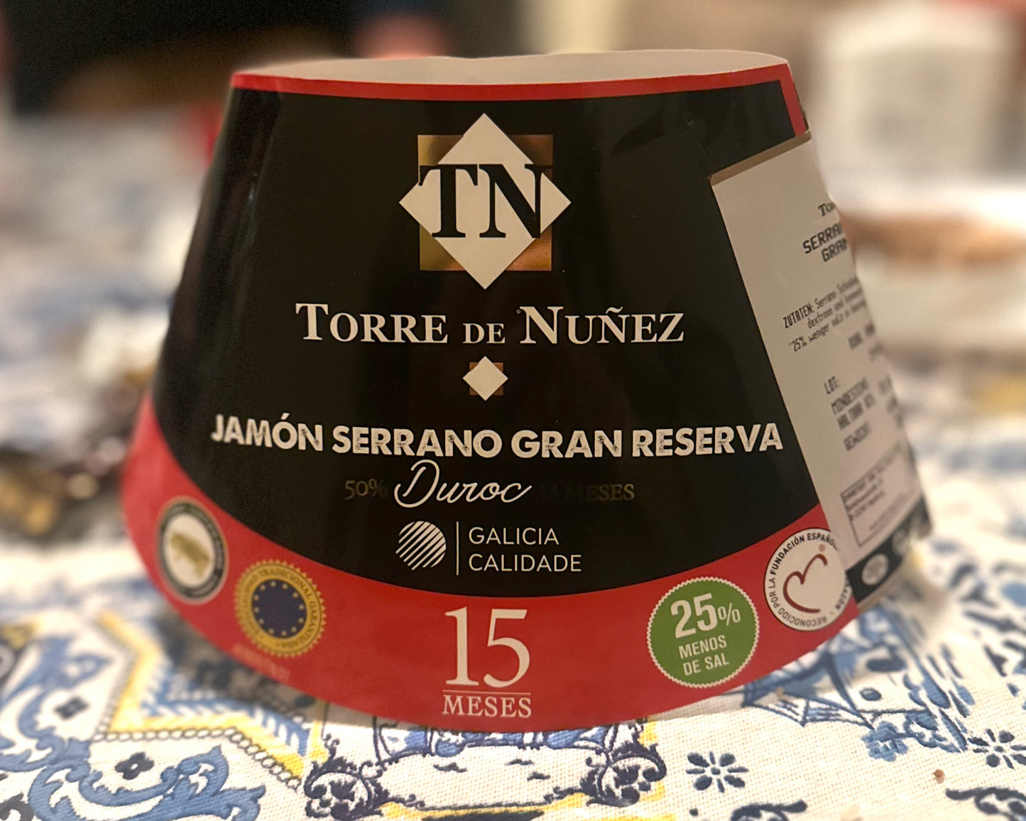 Torre Nuñez - Jamón Serrano con Hueso, GRAN RESERVA, curación 15 meses, aprox. 7,5 kilogramos