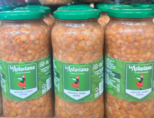 La Asturiana Linsen im Glas – 570 g, Abtropfgewicht 400 g