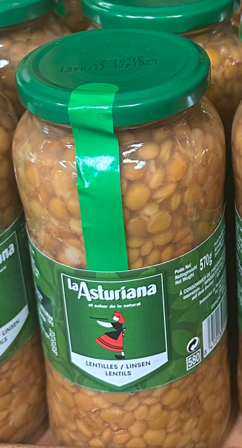 Lentejas cocidas La Asturiana en tarro (570g)