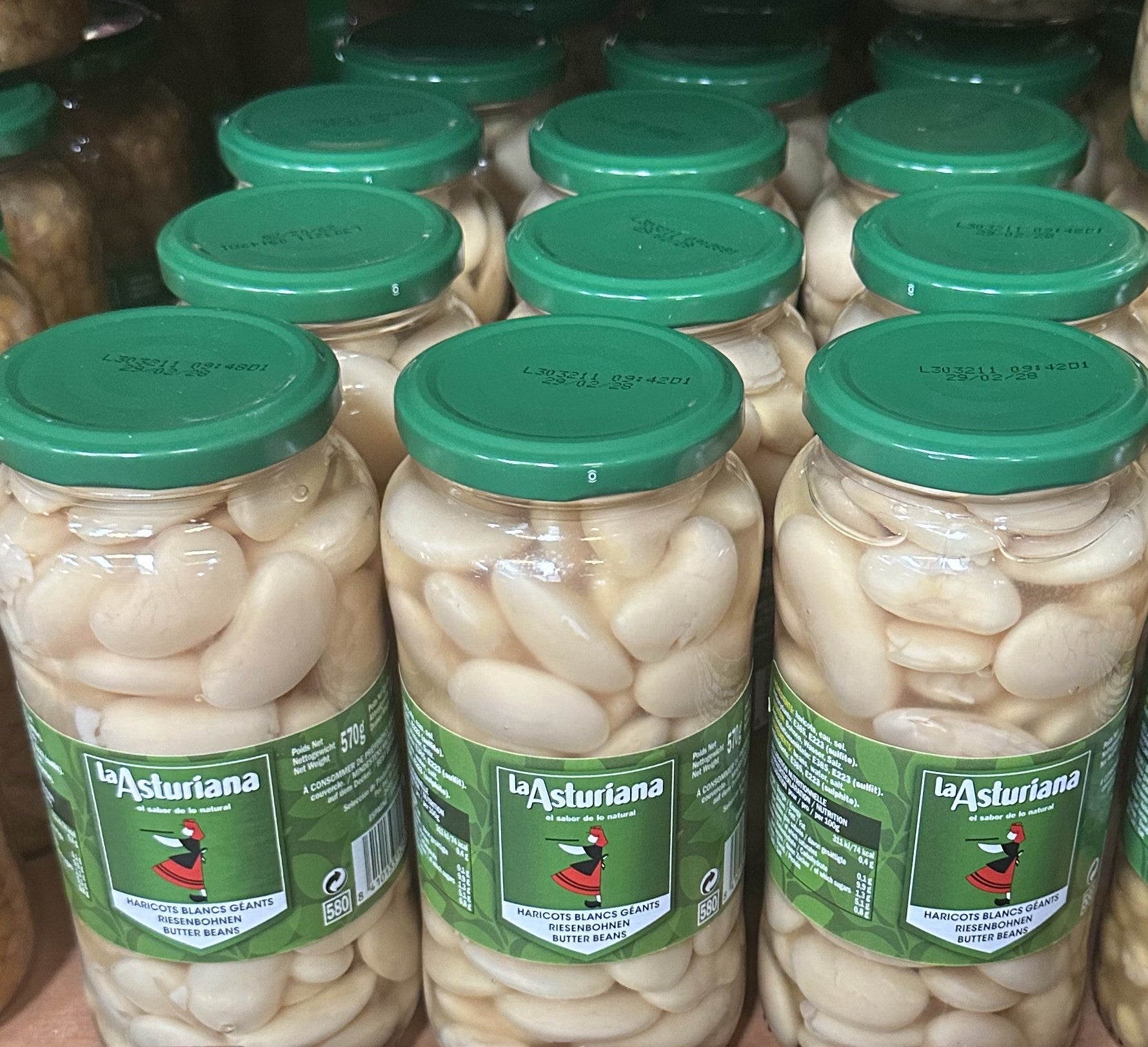 weiße bohnen aufbewahren La Asturiana Riesen Weiße Bohne, gekocht im Glas (570g)
