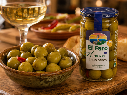 El Faro grüne Chupadedos Oliven, würzig eingelegt, 350 g