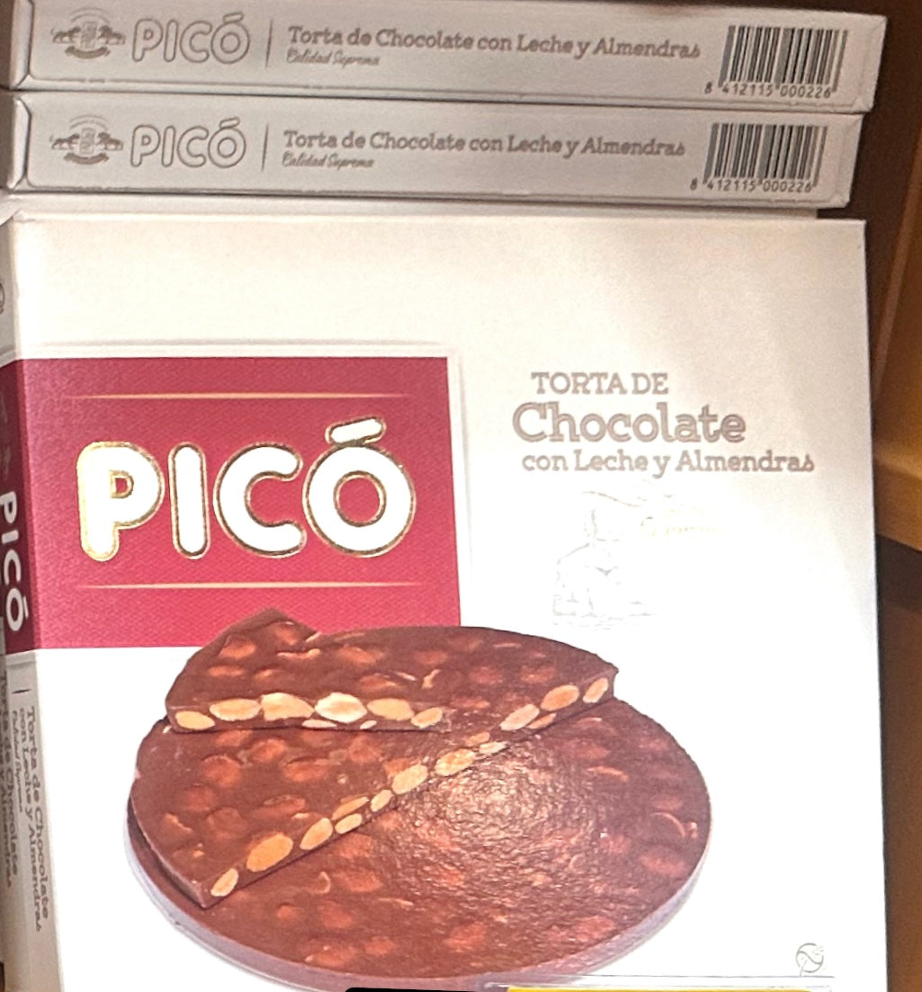 Picó Torta de Chocolate con Leche y Almendras – runde spanische Milchschokolade mit gerösteten Mandeln in Originalverpackung