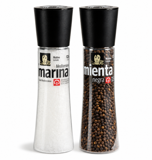 Carmencita Gewürzmühlen-Set – Meersalz & Schwarzer Pfeffer, 550g