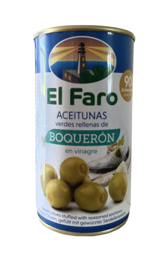 Aceitunas El Faro rellenas de anchoa Boquerón, 350g