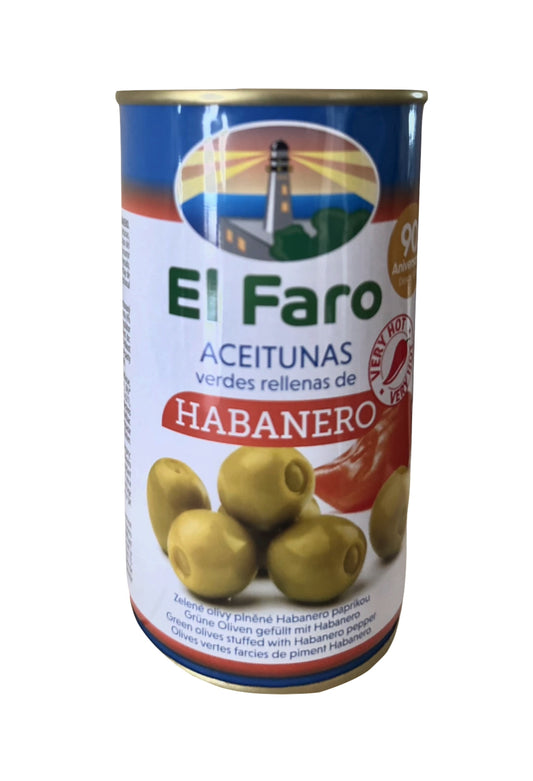 Aceitunas El Faro rellenas de chile habanero, 350g