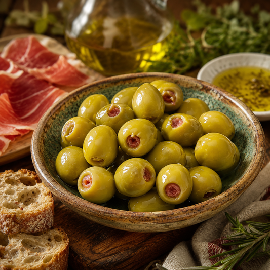 El Faro grüne Oliven mit Schinkenfüllung, 350 g