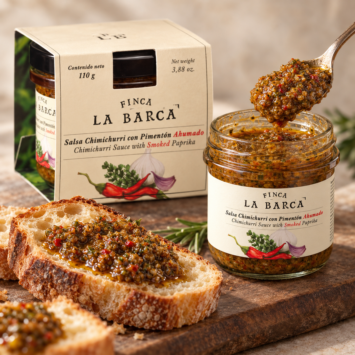 Finca La Barca Chimichurri Sauce mit geräucherter Paprika 110 g aus Spanien