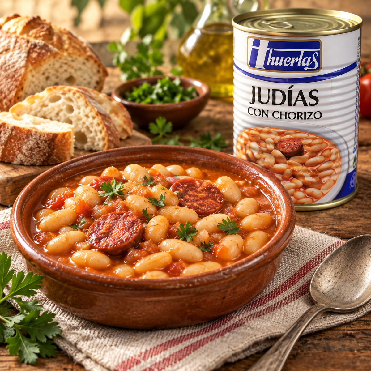 Huertas - Alubias blancas con chorizo ​​de pimentón 415g