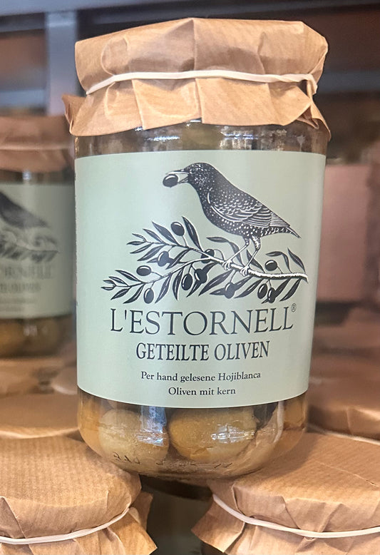 L`ESTORNELL Olives Partidas 370g 