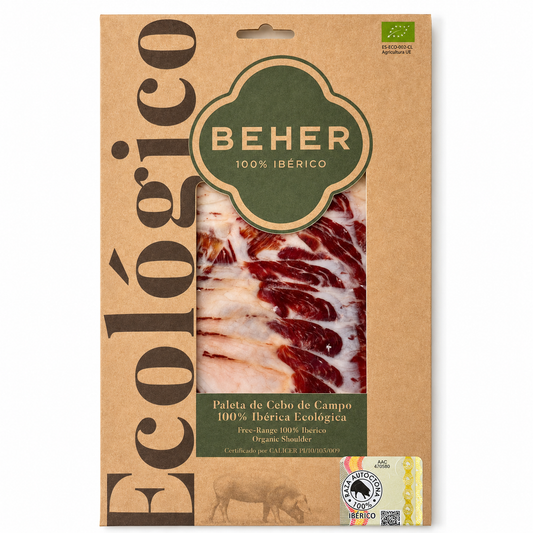 BEHER Paleta de Cebo de Campo 100 % Ibérica Ecológica – Bio-Ibérico-Vorderschinken, 70g