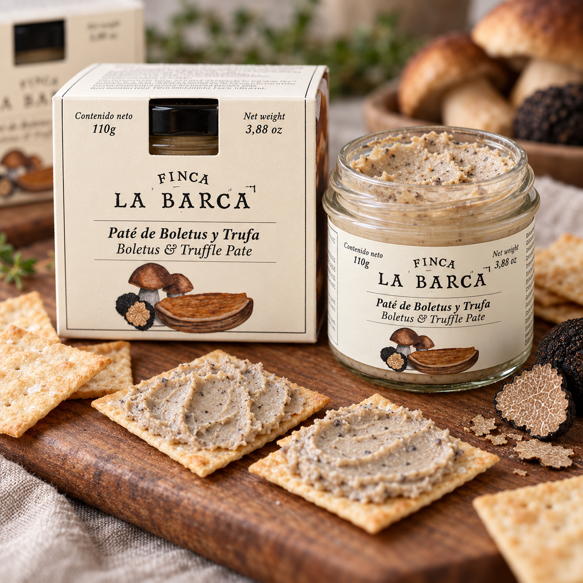 Mehrere Packungen Finca La Barca Steinpilz-Trüffel-Pastete 110 g