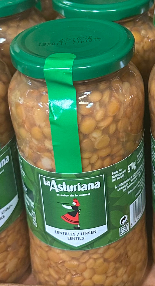 La Asturiana cooked lentils in a jar (570g) 