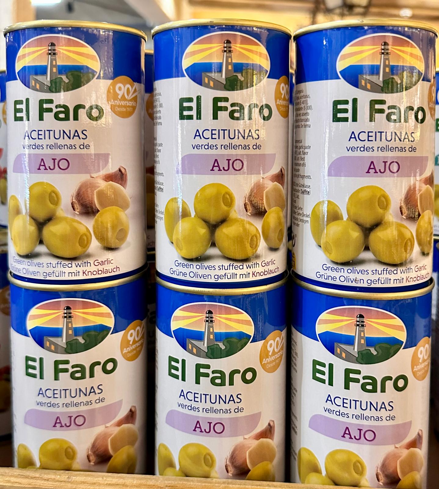 Aceitunas El Faro rellenas de ajo 350g 