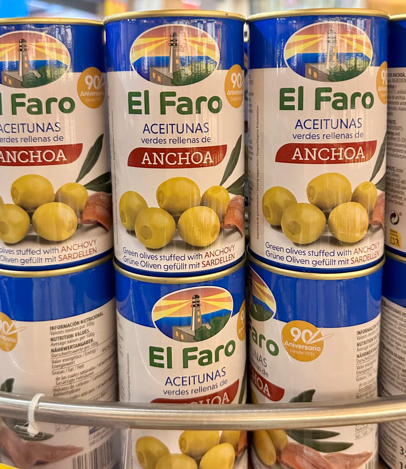 El Faro - Oliven gefüllt mit Anchovis, 350gr