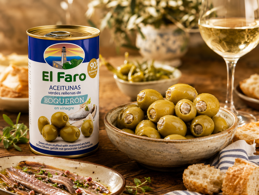 El Faro grüne Oliven mit Sardellenfüllung „Boquerón“, 350 g