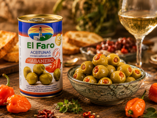 El Faro grüne Oliven mit Habanero-Füllung, 350 g