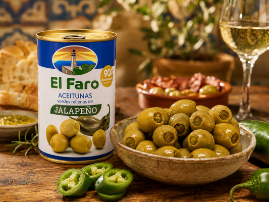 El Faro grüne Oliven mit Jalapeño-Füllung, 350 g