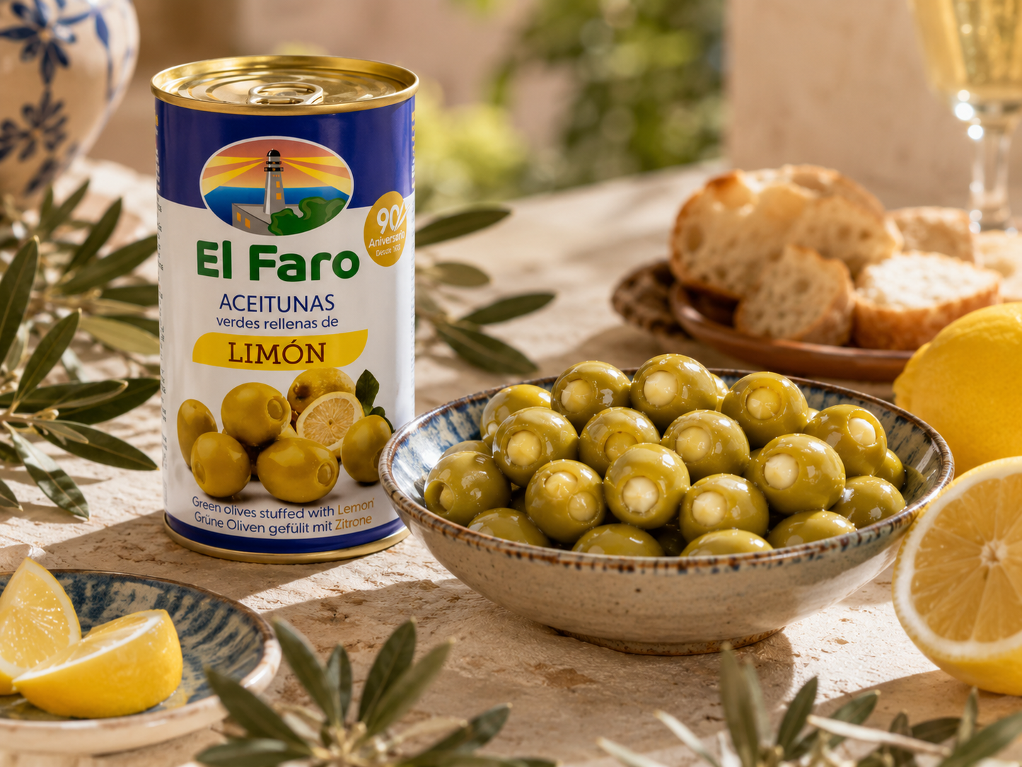 El Faro grüne Oliven mit Zitronenfüllung, 350g
