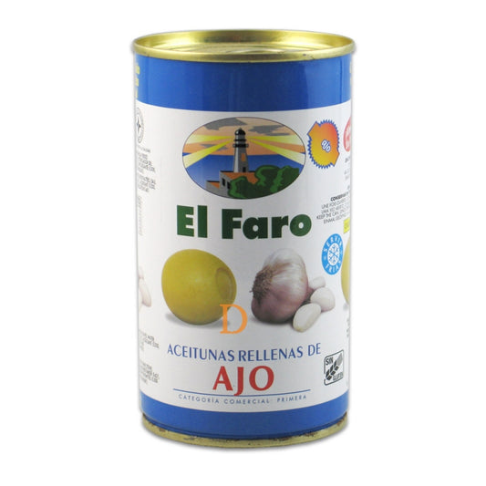 Aceitunas El Faro rellenas de ajo 350g 