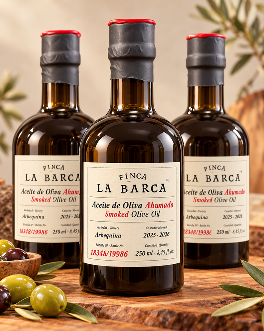 Finca La Barca geräuchertes Arbequina Olivenöl Smoked Olive Oil 250 ml aus Spanien