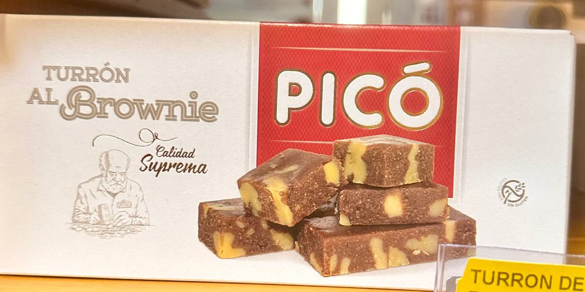 Picó Turrón al Brownie Calidad Suprema 200 g – weicher spanischer Schokoladen-Turrón mit Mandeln und Walnussstücken in Originalverpackung