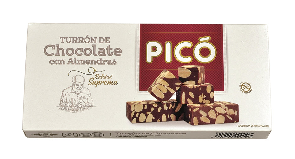 Picó Turrón de Chocolate con Almendras Calidad Suprema – spanischer Schokoladen-Turrón mit gerösteten Mandeln in Originalverpackung