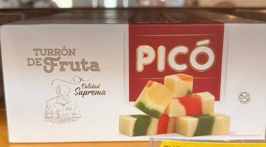Picó Turrón de Fruta Calidad Suprema – spanischer Frucht-Turrón aus weichem Mandelmarzipan mit bunten Stücken kandierten Kürbisses